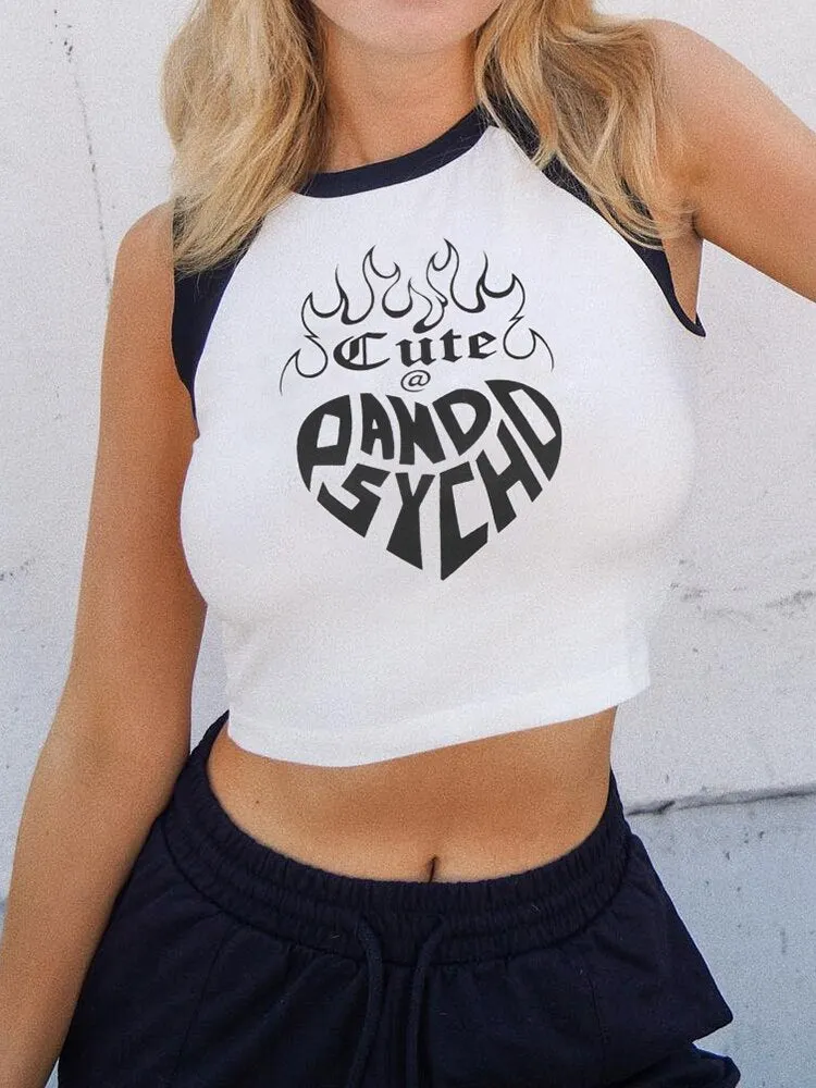 White and Black Printed Short T-shirt
