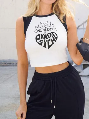 White and Black Printed Short T-shirt