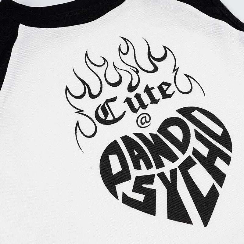 White and Black Printed Short T-shirt