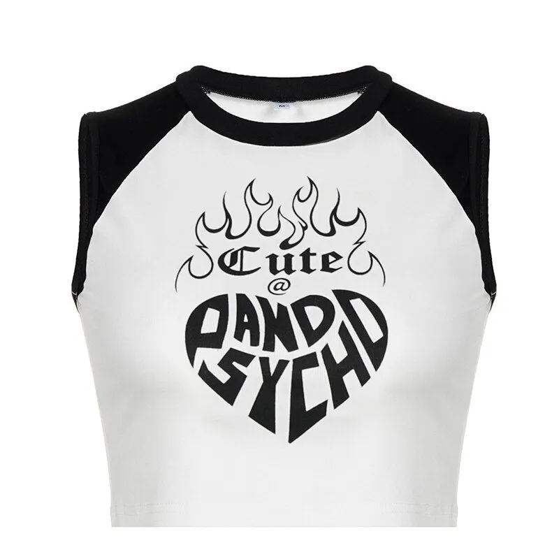 White and Black Printed Short T-shirt
