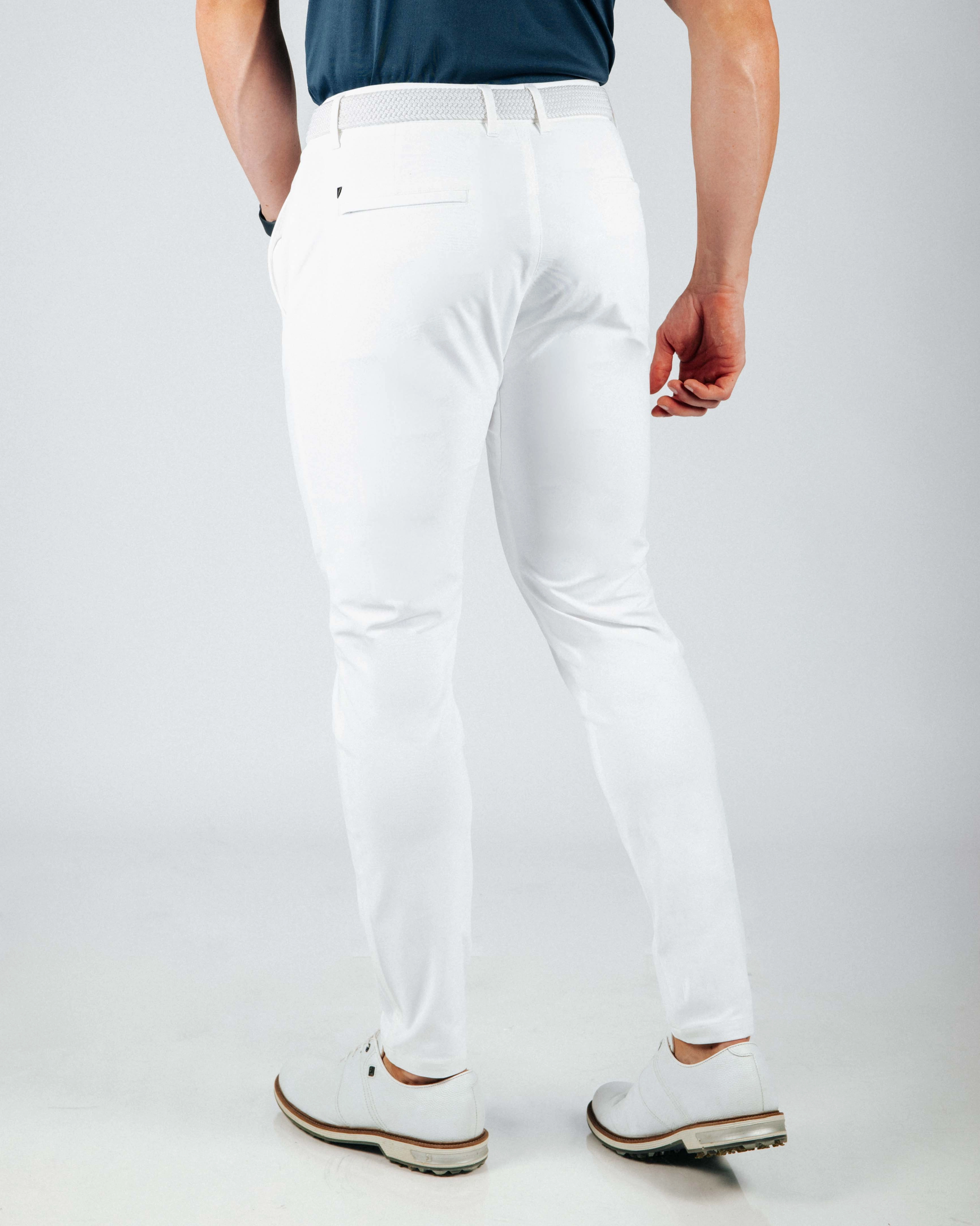White Traditional Pants NonRestrictiveCut ComfortFit
