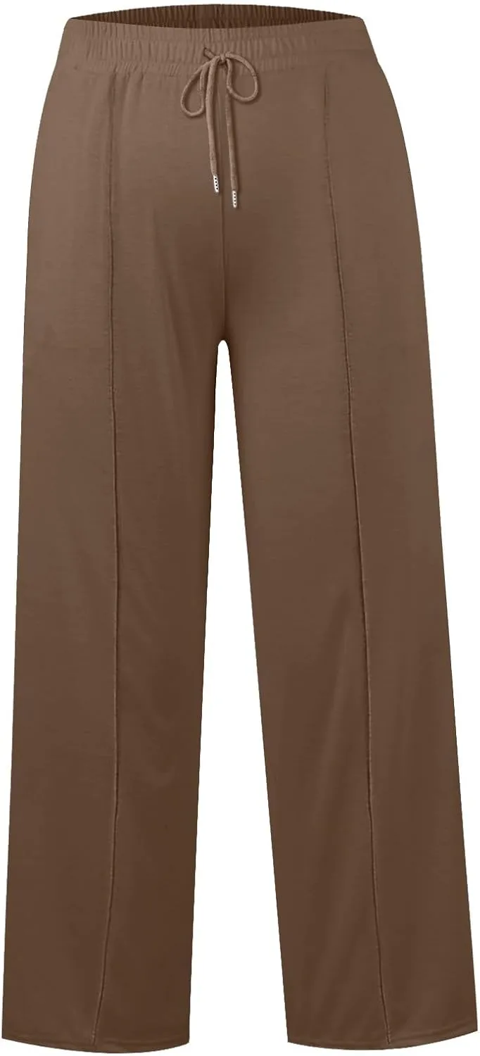 Wide Leg Sweatpants Women Baggy Casual Drawstring Waist Athletic Pants Trendy Workout Lounge Pants with Pockets