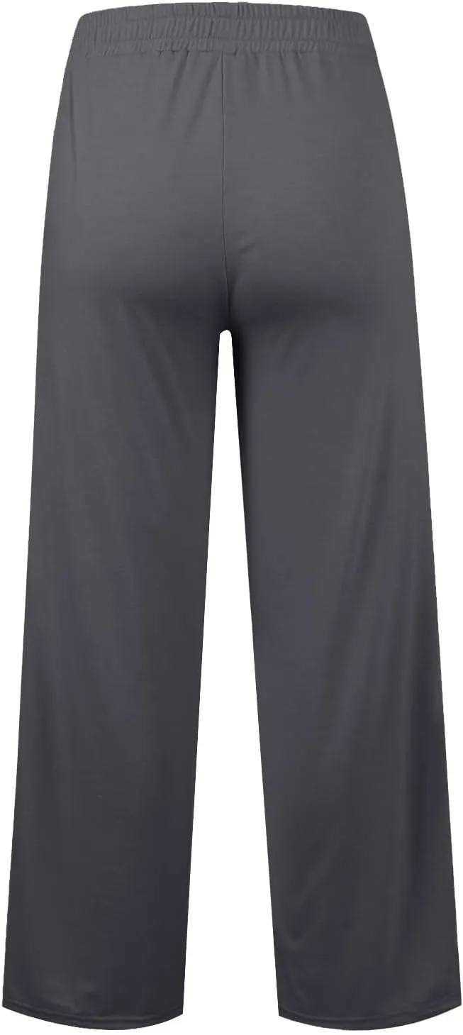 Wide Leg Sweatpants Women Baggy Casual Drawstring Waist Athletic Pants Trendy Workout Lounge Pants with Pockets