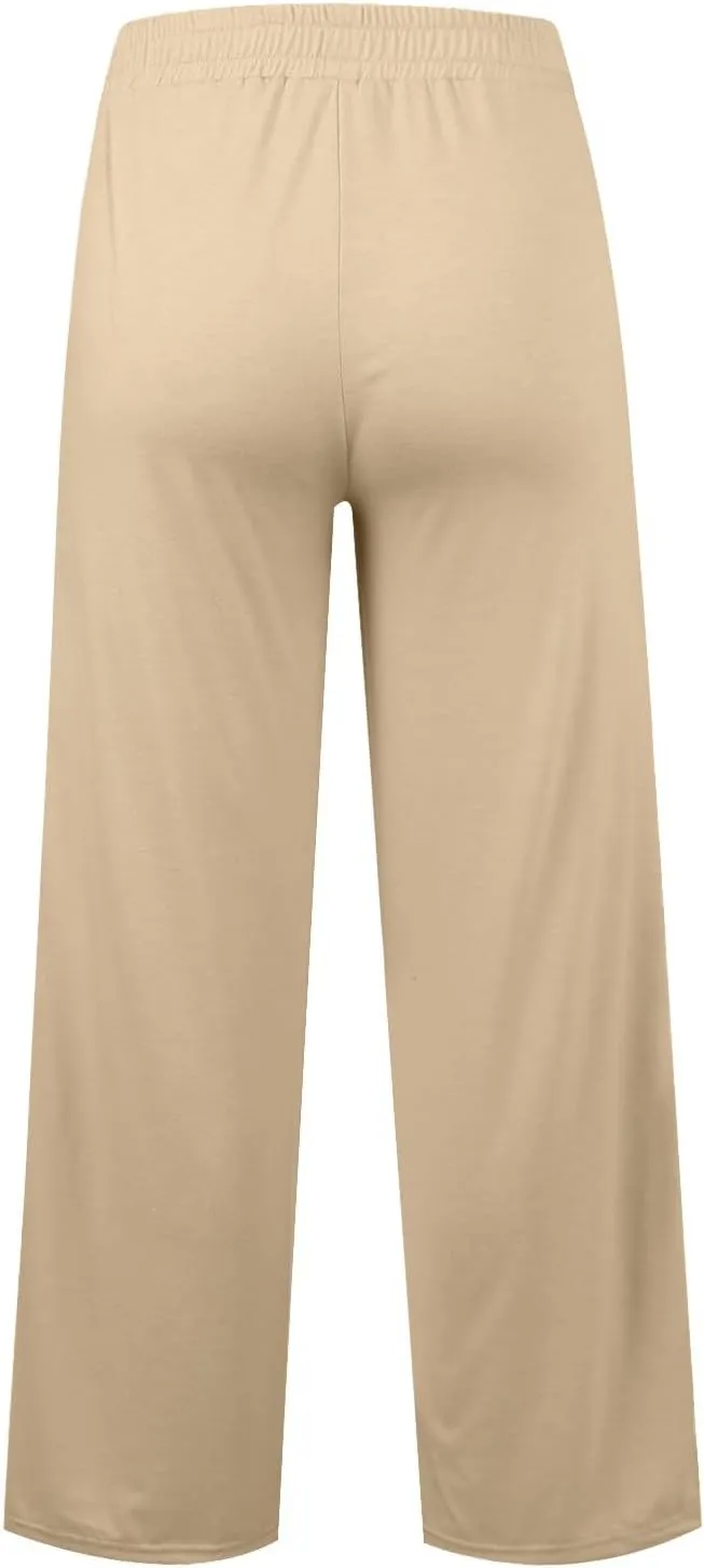Wide Leg Sweatpants Women Baggy Casual Drawstring Waist Athletic Pants Trendy Workout Lounge Pants with Pockets