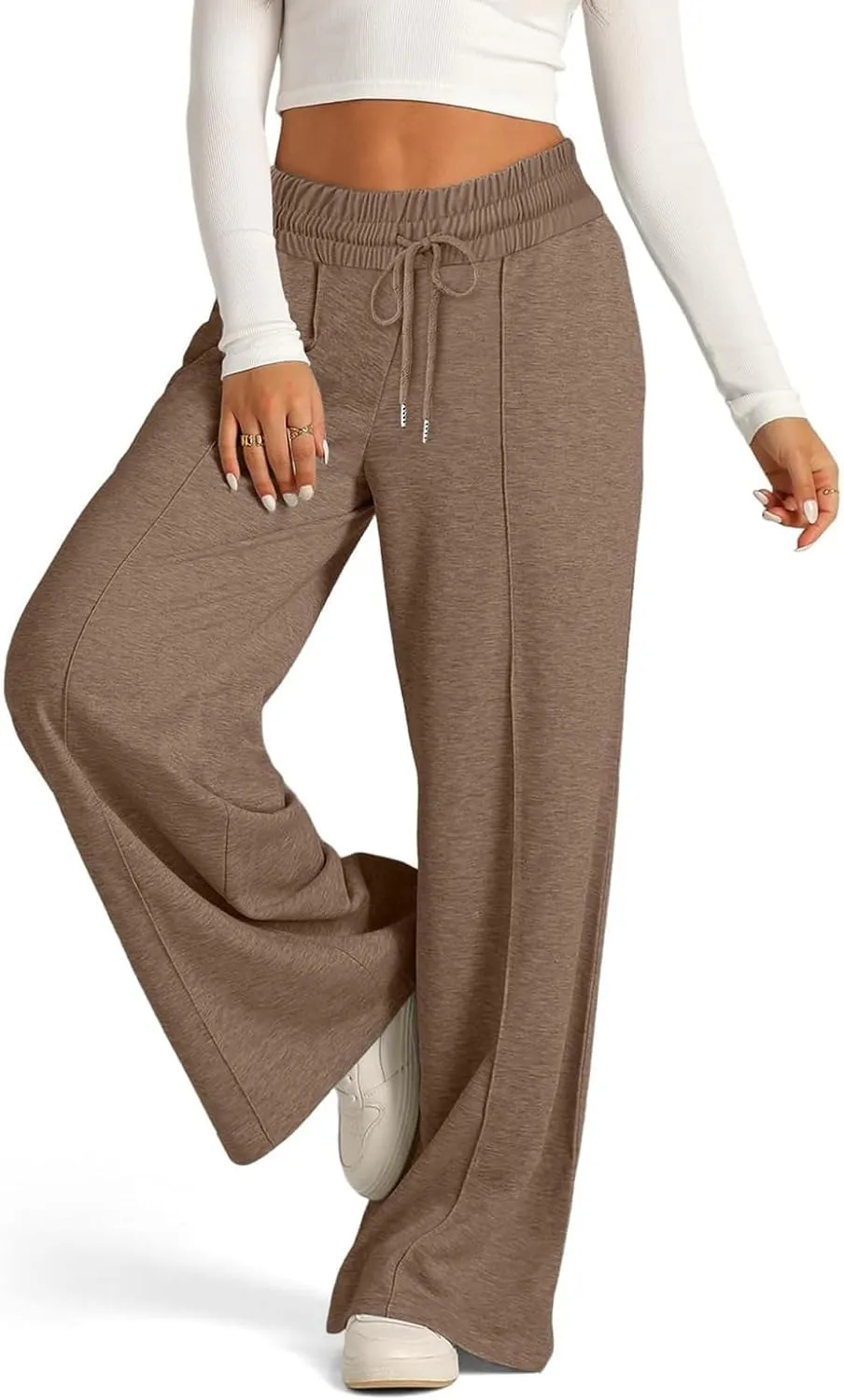 Wide Leg Sweatpants Women Baggy Casual Drawstring Waist Athletic Pants Trendy Workout Lounge Pants with Pockets