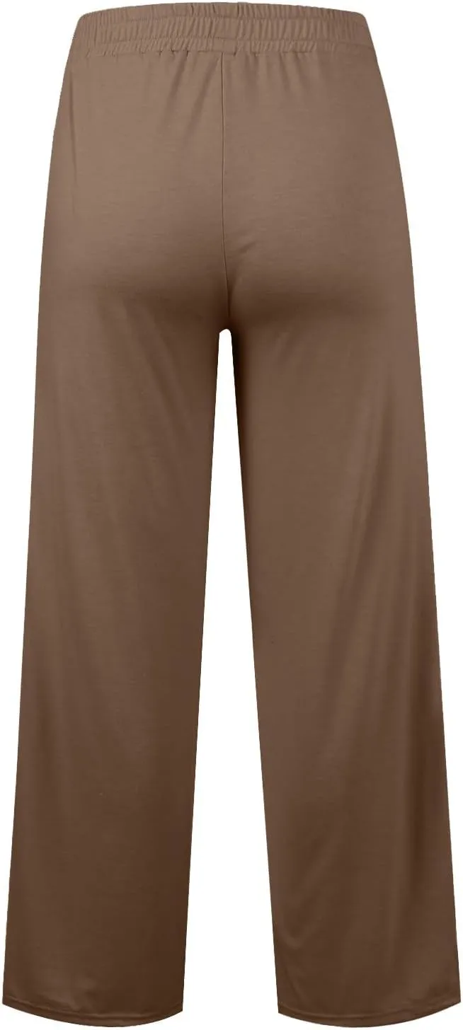 Wide Leg Sweatpants Women Baggy Casual Drawstring Waist Athletic Pants Trendy Workout Lounge Pants with Pockets