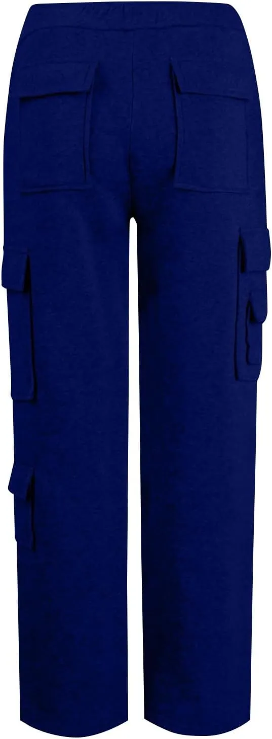 Wide Leg Sweatpants Women Baggy Elastic High Waisted Cargo Sweatpants Casual Comfy Fleece Joggers with Pockets