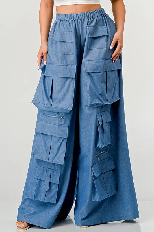 Wide Multi Pocket Cargo Pants
