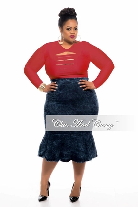 Final Sale Plus Size Leotard / Bodysuit with Front Cutouts in Red Multi Panel Construction Anti Bacterial Treatment