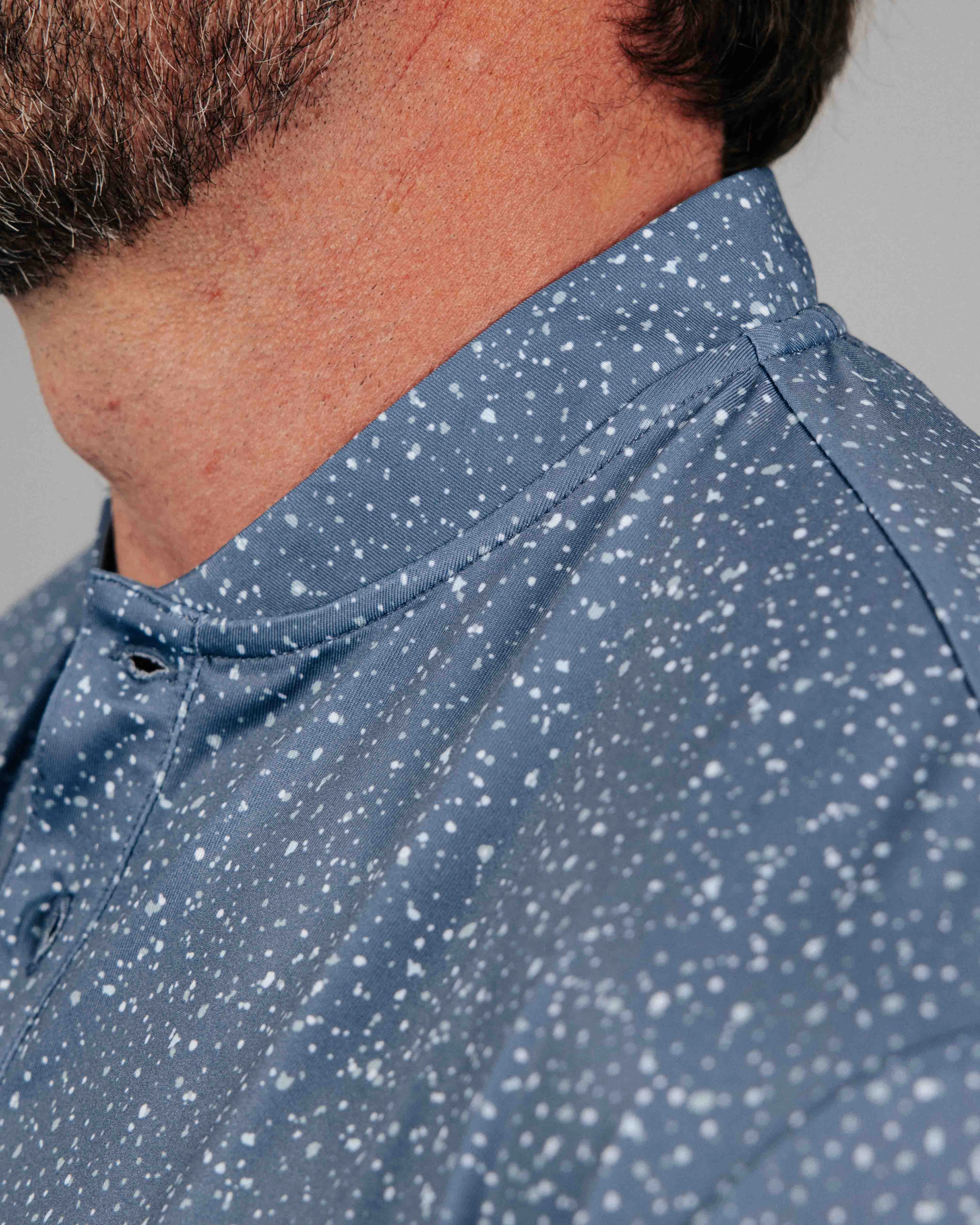 Relaxed Top FadeResistant Dusty Blue Speckle Blade Polo