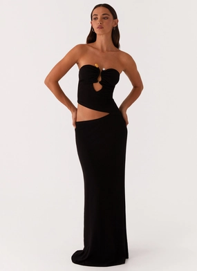 Wild Roses Maxi Dress - Black Neutral Aesthetic