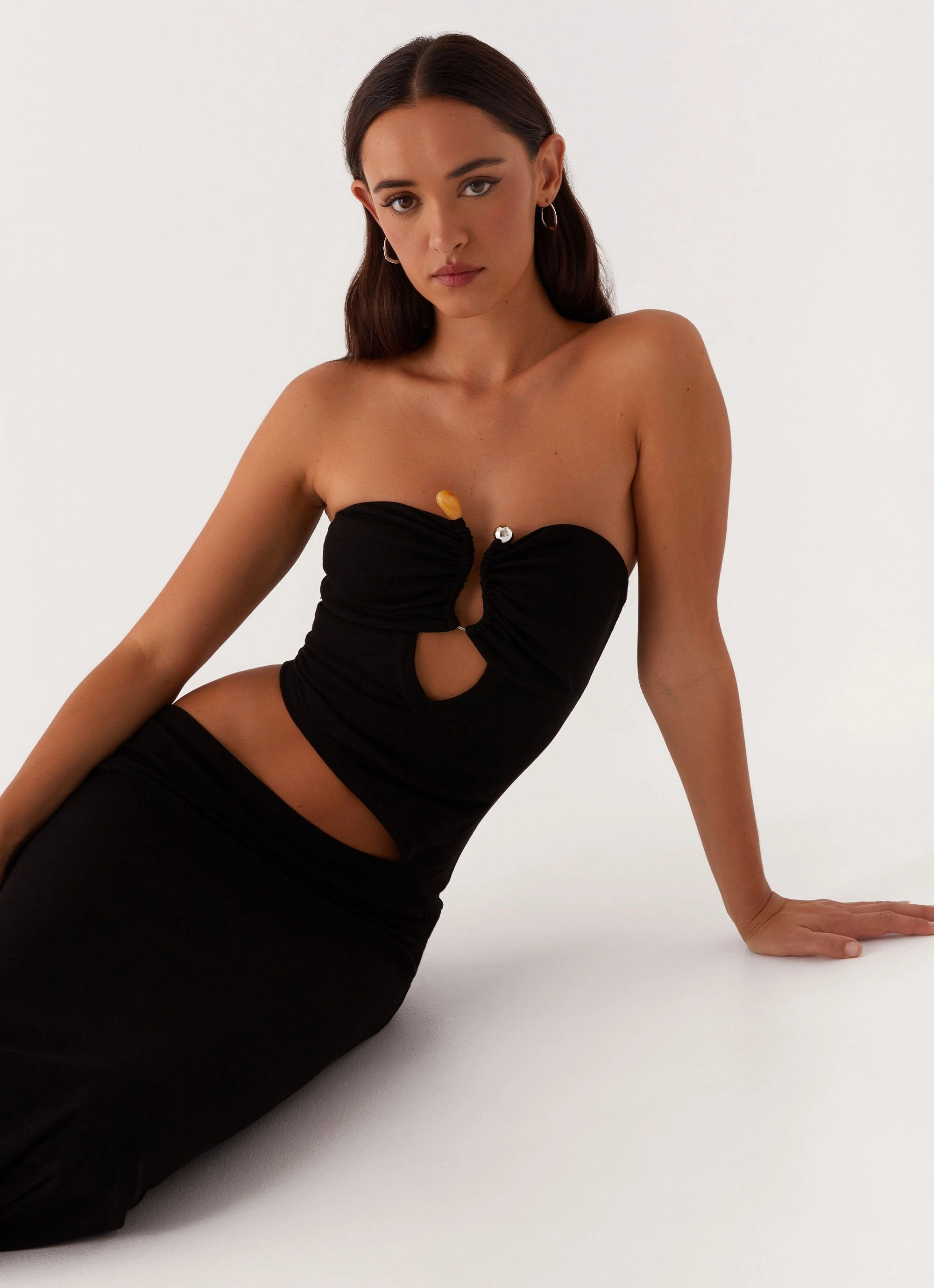 Evening Glow Wild Roses Maxi Dress - Black