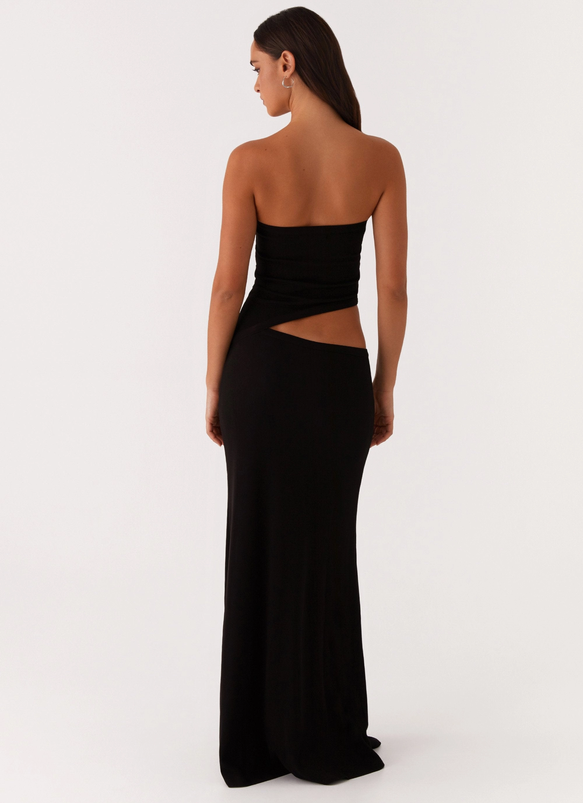 Shape Hug Wild Roses Maxi Dress - Black