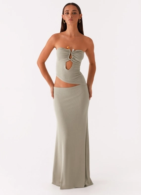 Wild Roses Maxi Dress - Sage Polished and Elegant Holiday Wear
