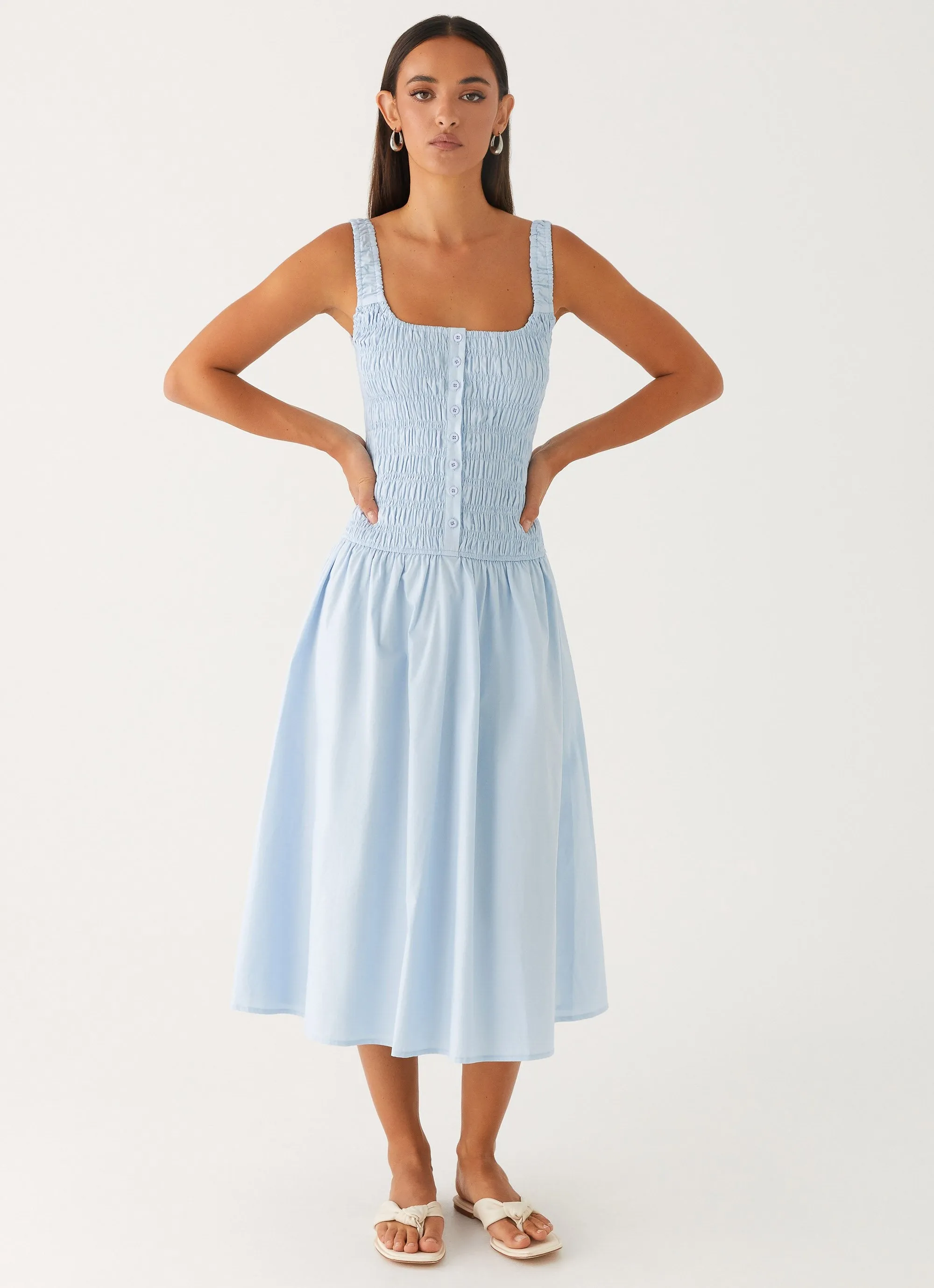 Wildflower Midi Dress - Blue Water-Repellent-Finish Modern and Stylish