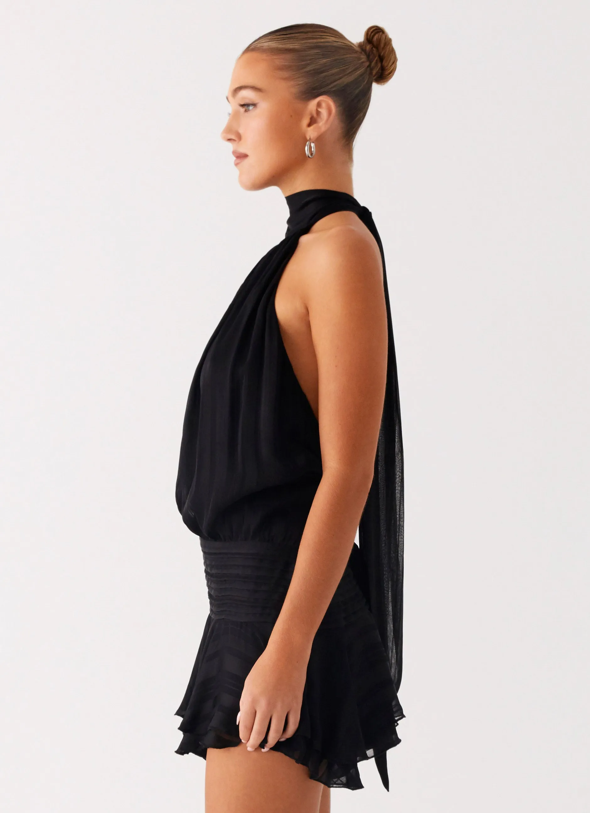 Willow Chiffon Mini Dress - Black Light Fabric