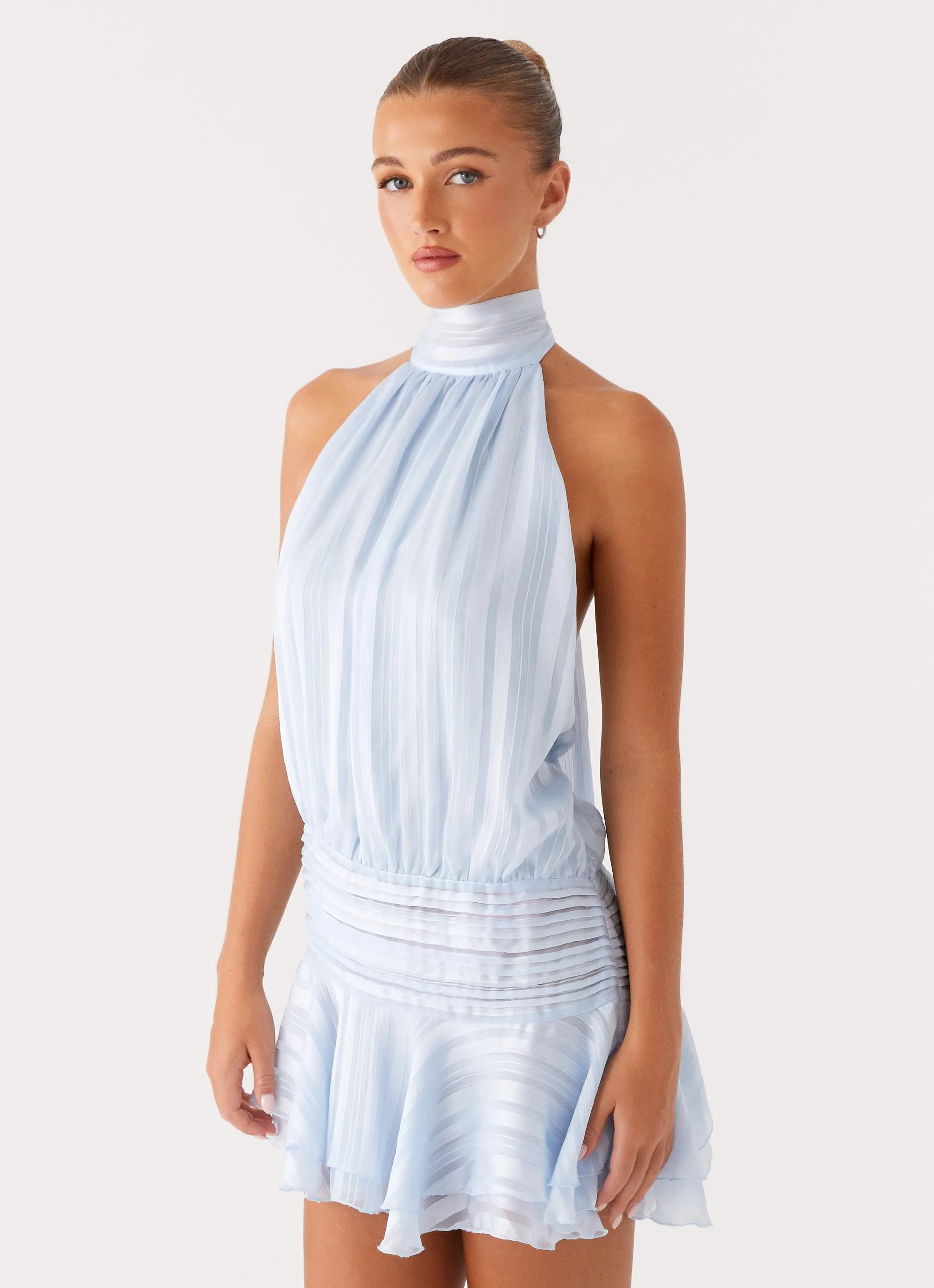 Willow Chiffon Mini Dress - Blue Smart Layer Wear