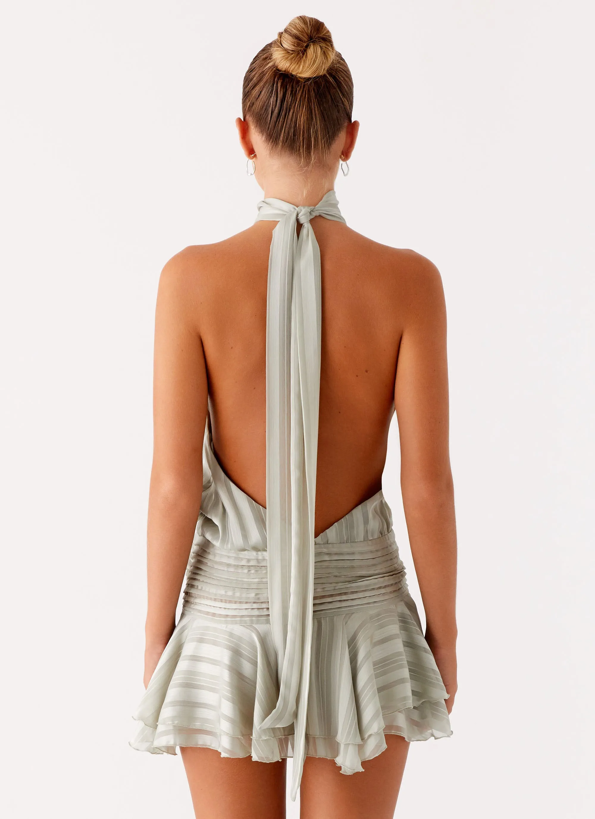 Willow Chiffon Mini Dress - Green Flattering and Effortless