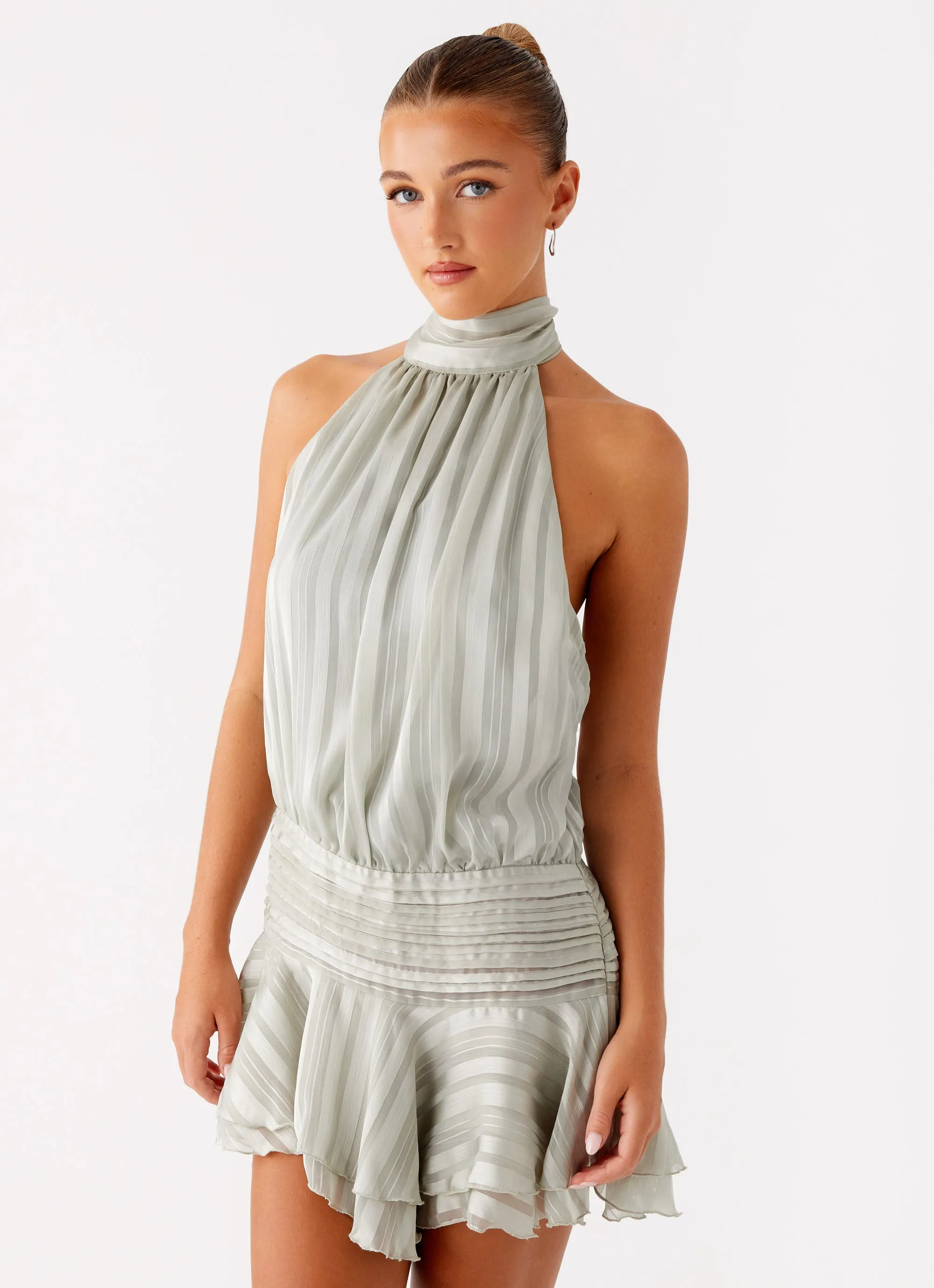 Easy Flow Comfortable Look Willow Chiffon Mini Dress - Green