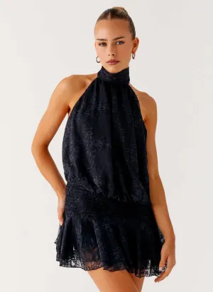 Willow Lace Mini Dress - Black Lace Semi Sheer Work Mood