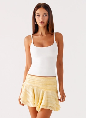 Willow Chiffon Mini Skirt - Yellow Soft Lines Stretchy Material