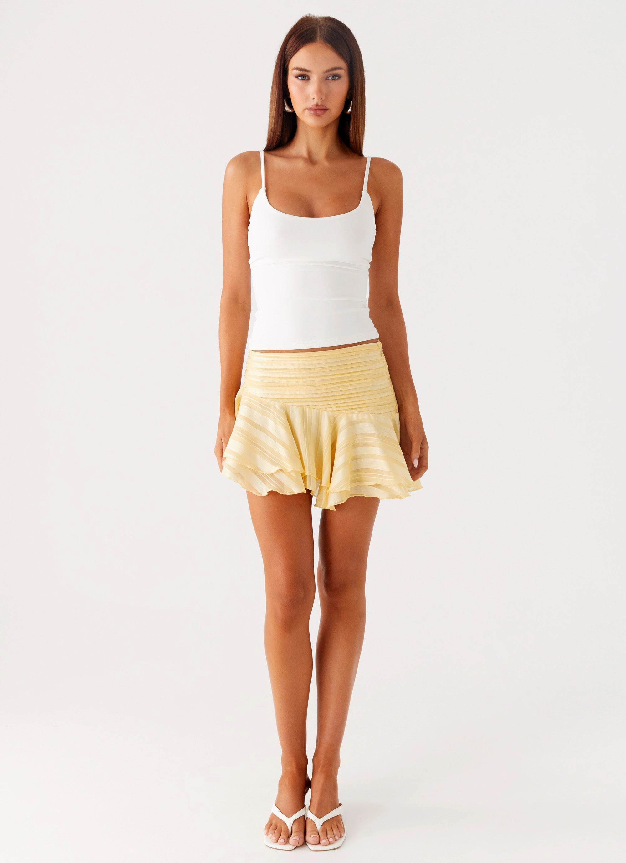 Active Performance Odor Control Fabric Willow Chiffon Mini Skirt - Yellow