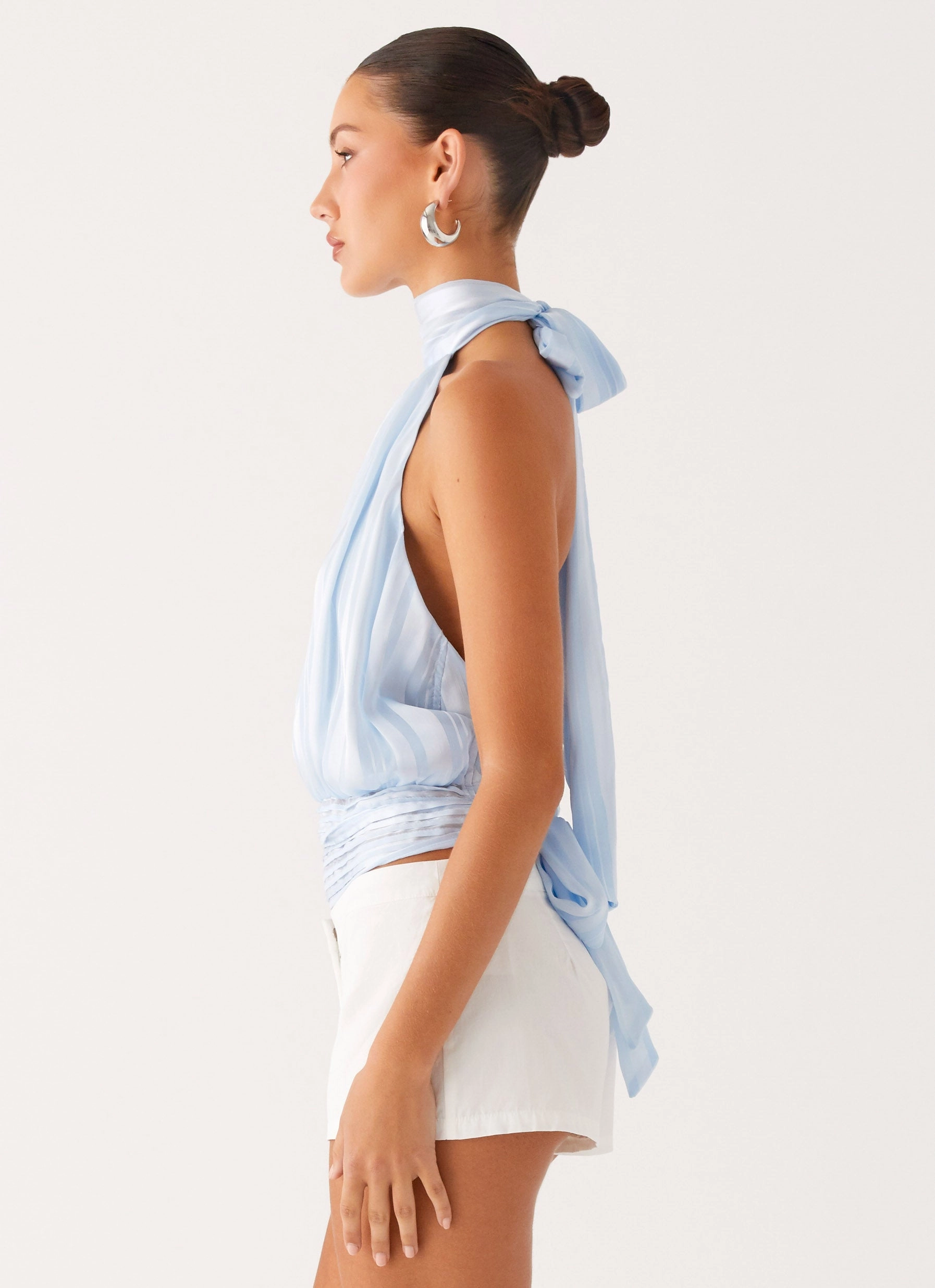 Willow Chiffon Top - Blue NonRestrictive NaturalFiberBlend