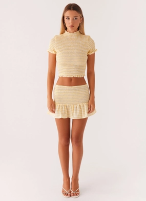 Compact Pack Fit Comfort Sweetest Pie Mini Skirt - Yellow Gingham