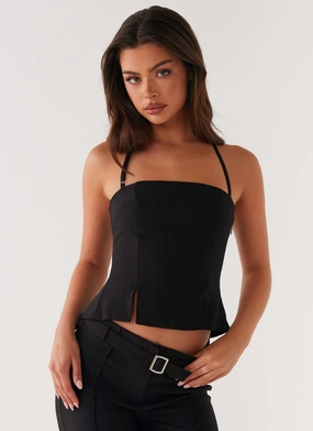 Dawny Top - Black Stretch Blouse Compact Thermal Insulation