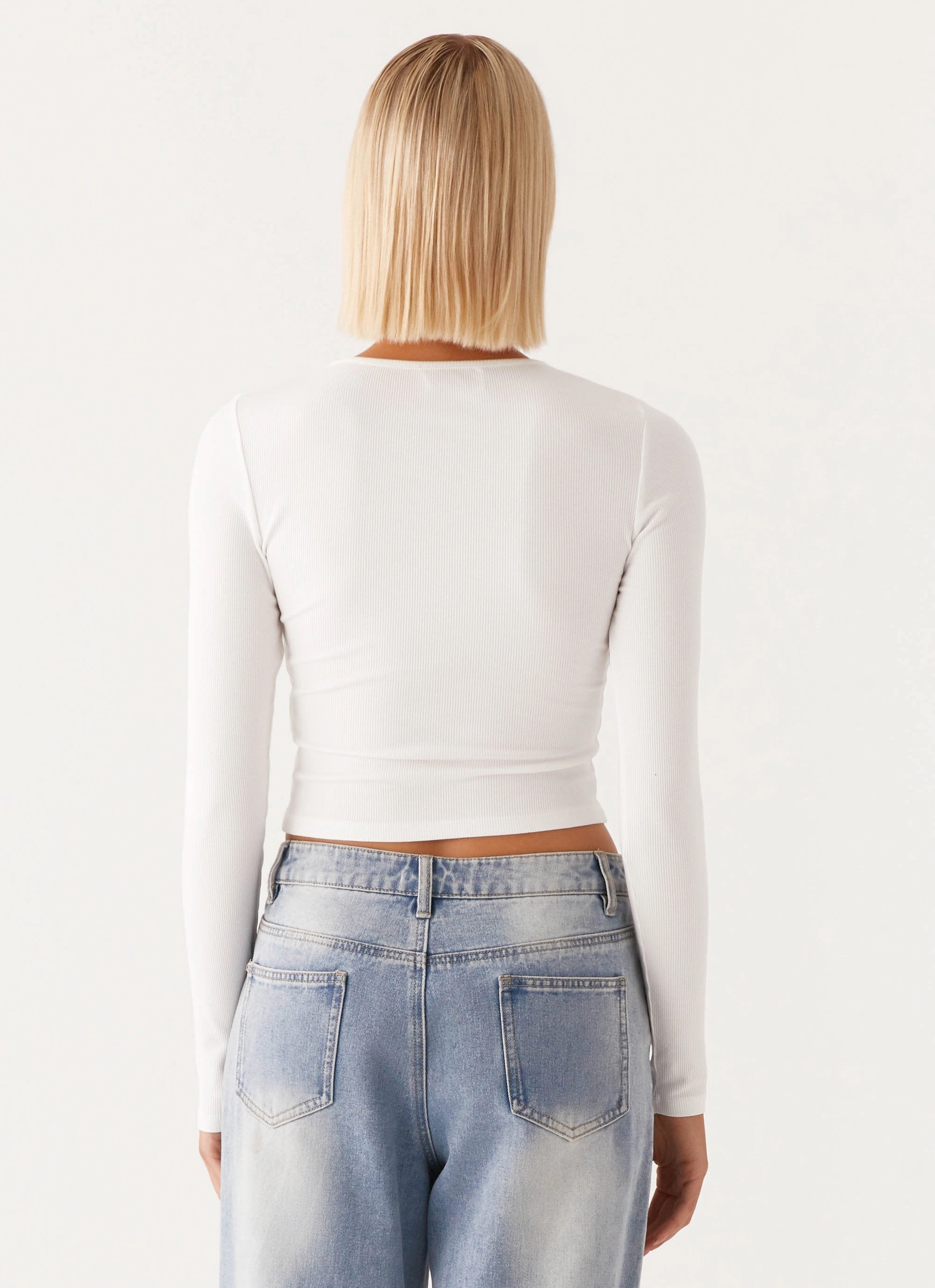 Wind Resistant Fabric Signature Monogram Long Sleeve Tee - Off White