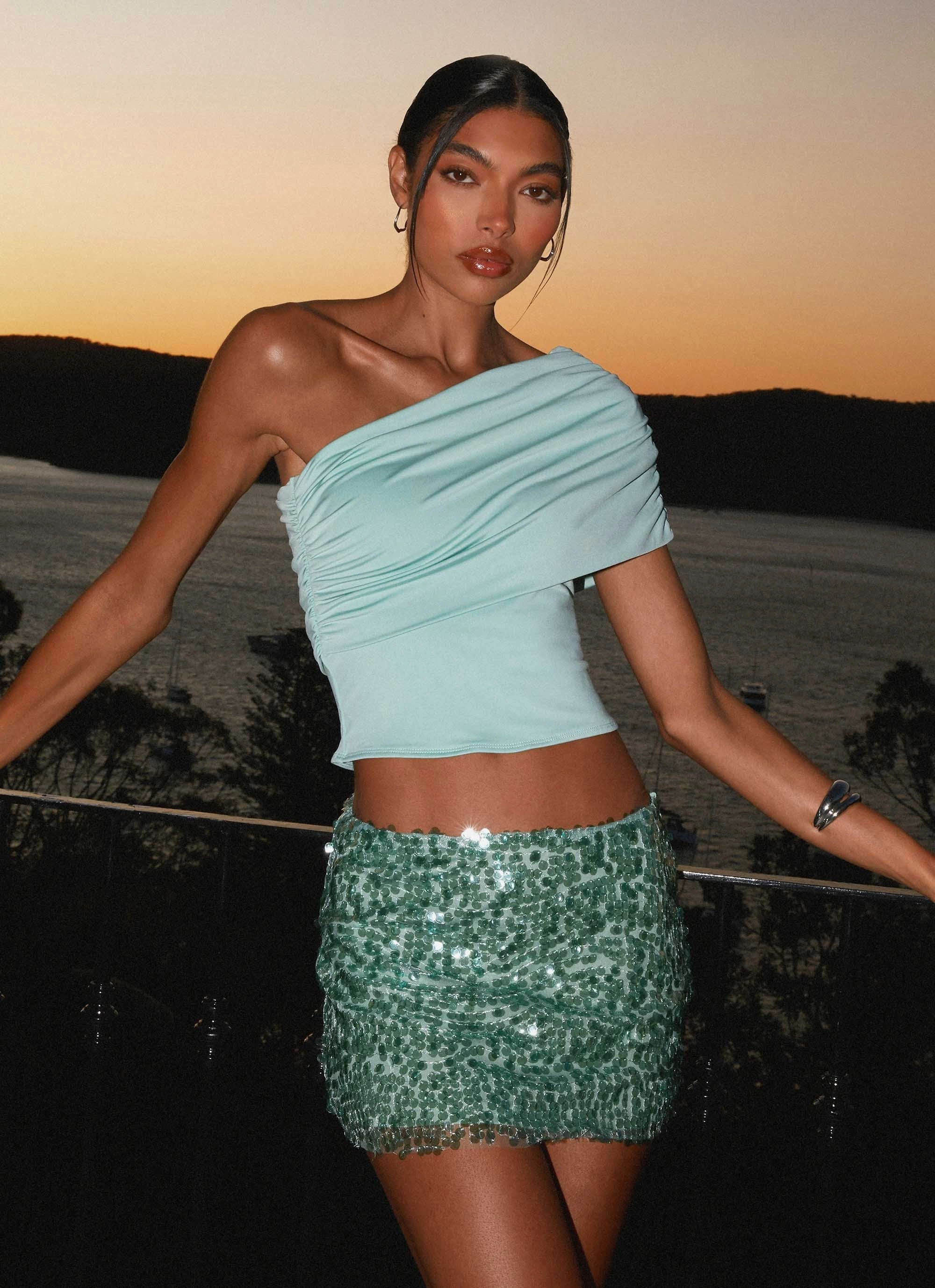 Flattering Look Functional Layer Made For You Low Rise Sequin Mini Skirt - Mint