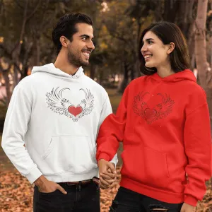 Winged heart graphic unisex hoodies, lioness-love