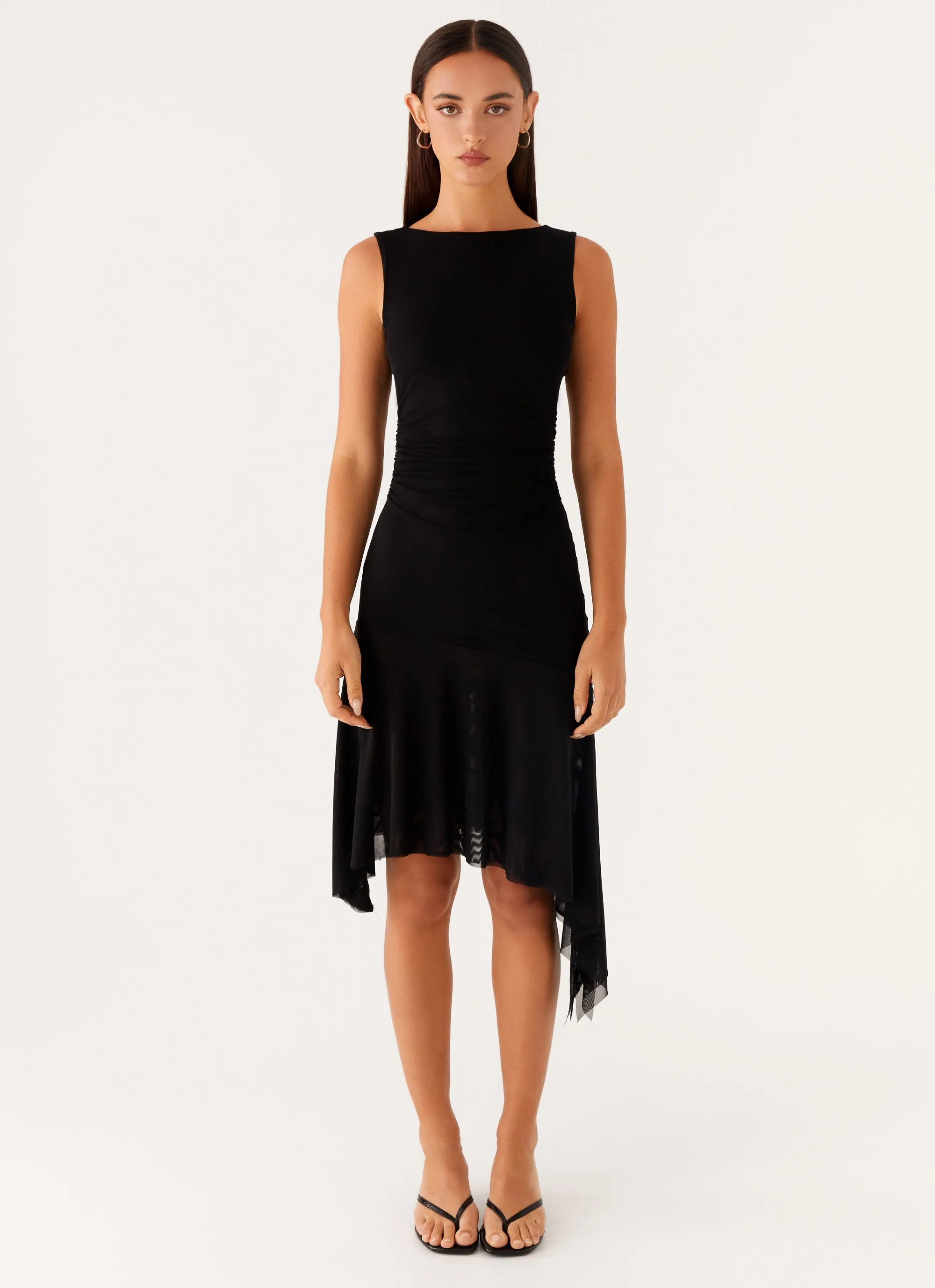 Crisp Silhouette Winona Midi Dress - Black