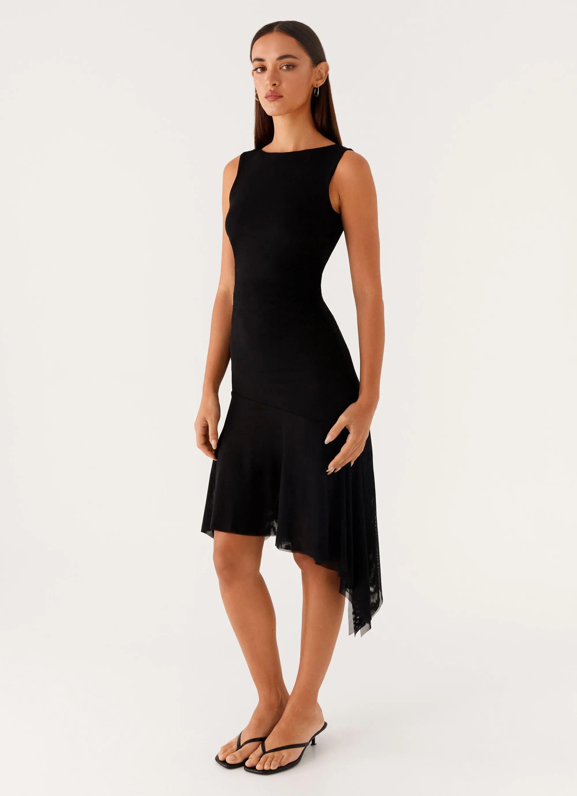 Winona Midi Dress - Black Wrap Glow