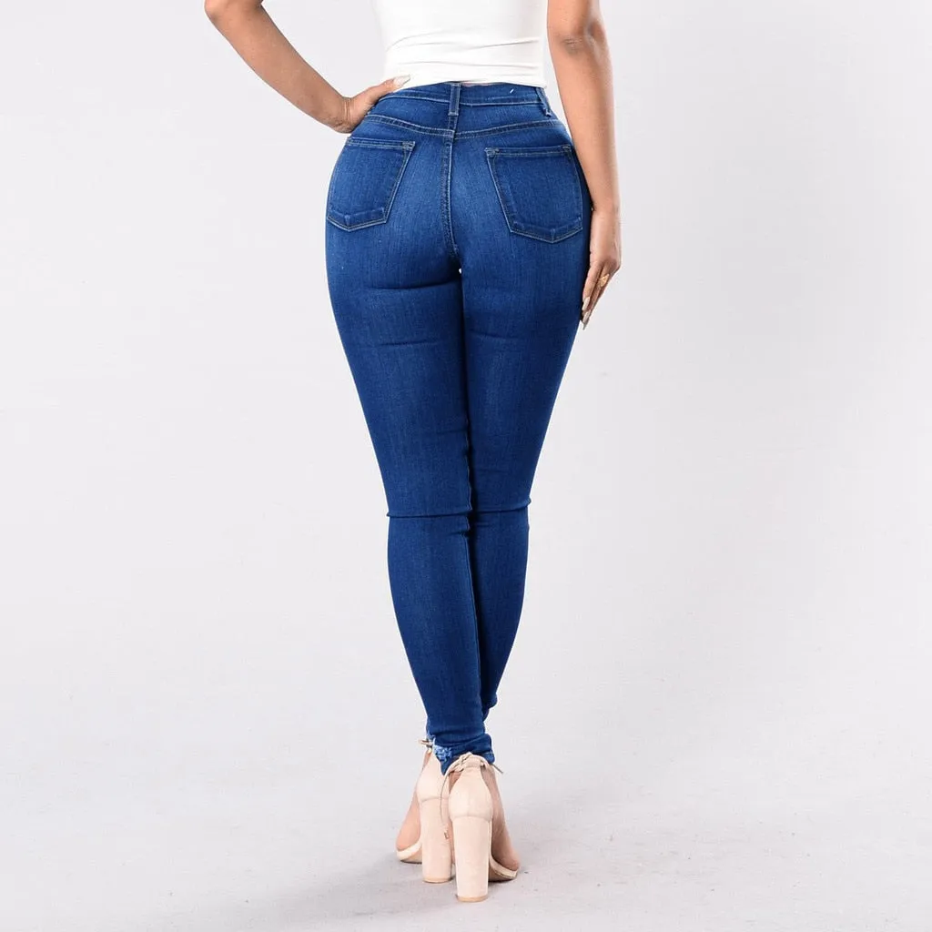 Winter Stretch Ripped High Waist jeans