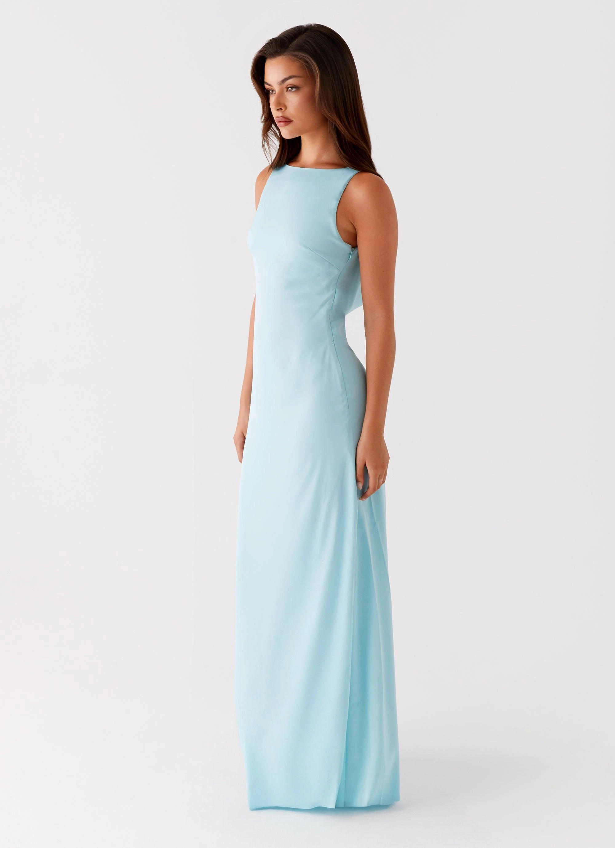 Fashion Essential Pure Color Ronnie Maxi Dress - Blue
