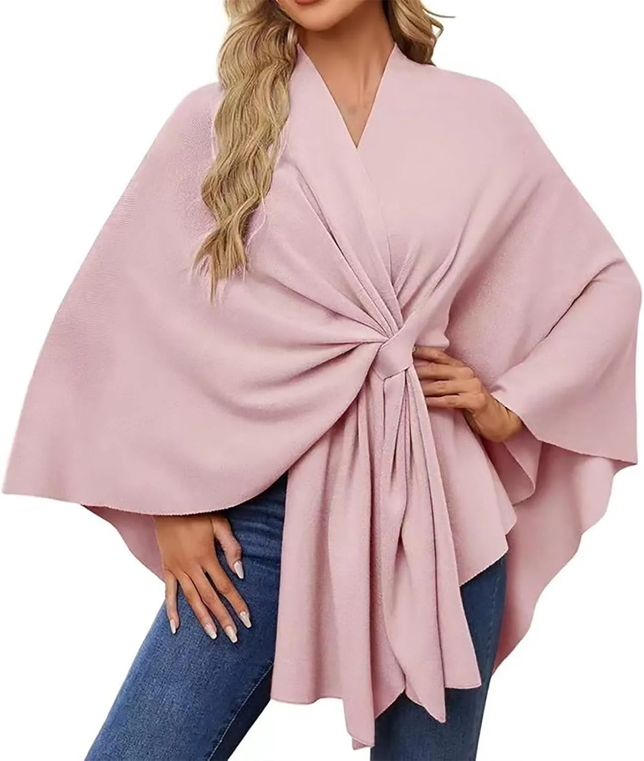 Women Boho Pashmina Scarf Shawl Wrap Poncho Cape Knitting Cardigan Sweater Coat Open Front Scarves for Fall Winter