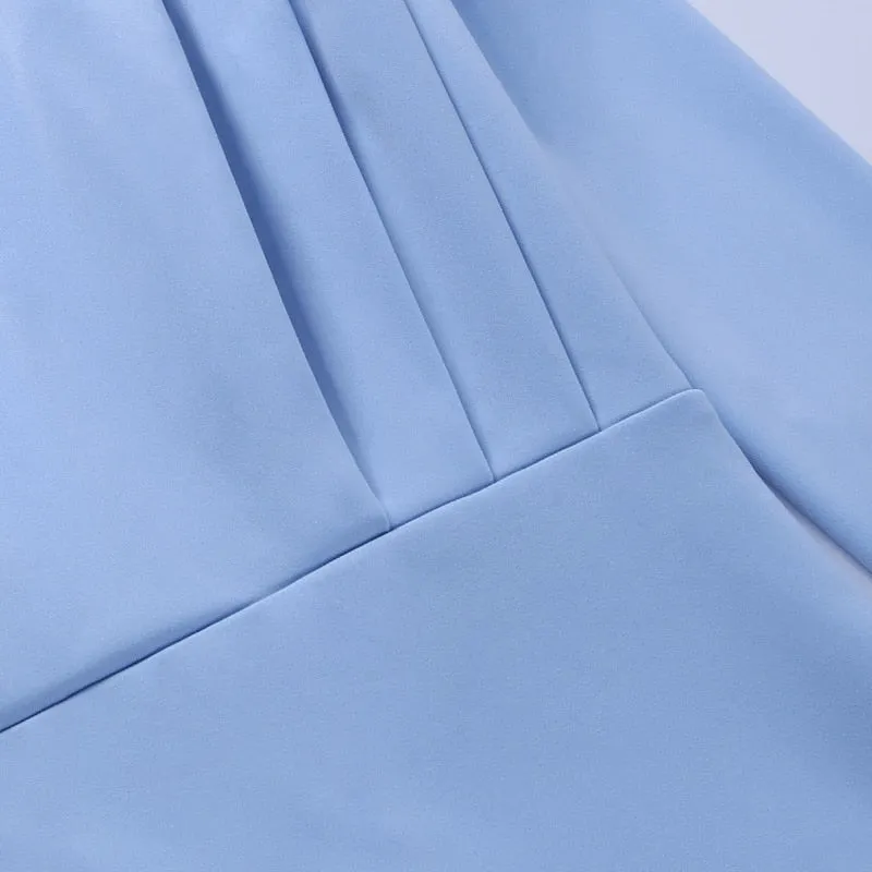 Women Dress Stand Collar Slim Waist Solid Ankle Length Autumn Long Sleeve Party Dress