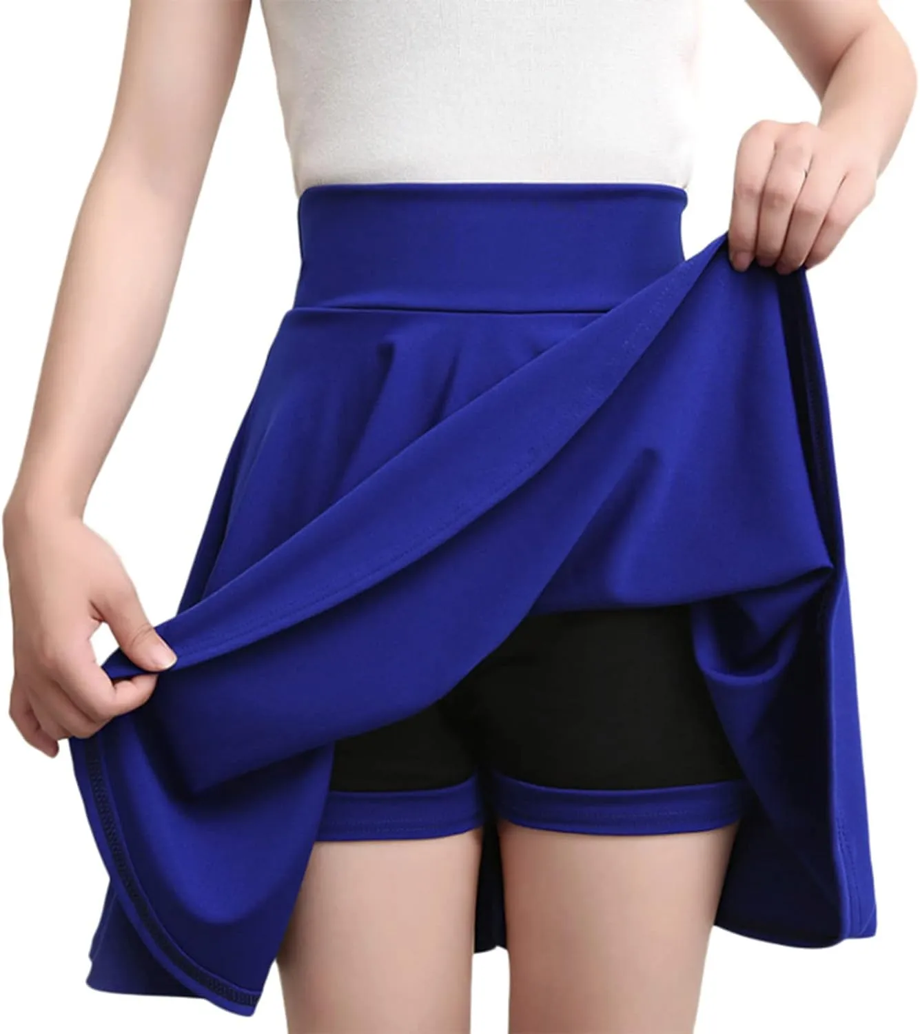Women Flared Pleated Mini Skirts with Built in Shorts Workout Athletic Stretchy High Waist Tennis Skater Skirt