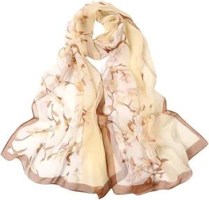 Women Flower Print Long Scarf Soft Silk Wrap Shawl Scarves Warm Soft Chunky Large Wrap Scarf