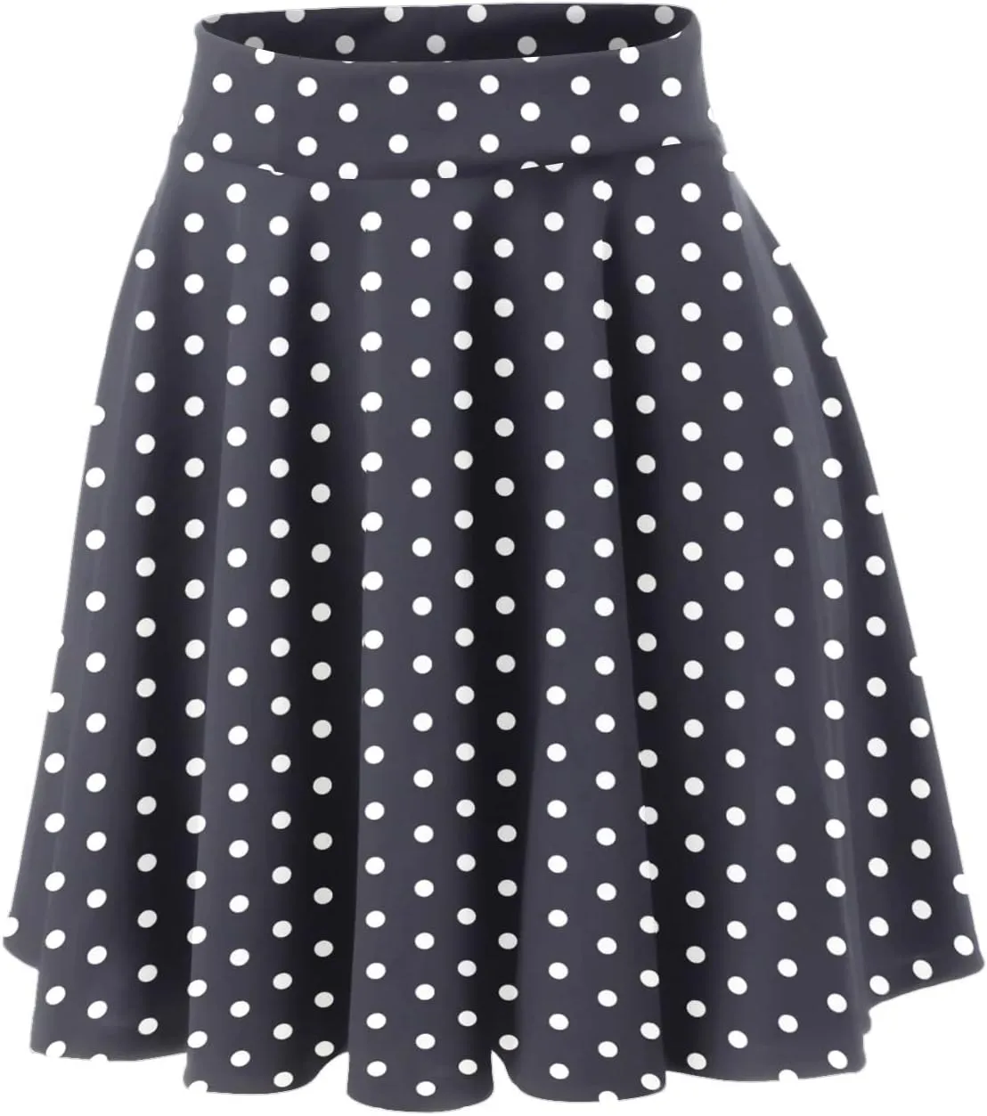 Women Going Out Skirts Womens A Line Midi Skirt Flared High Waist Skirts Polka Dot Pleated Ruffle Hem Vintage