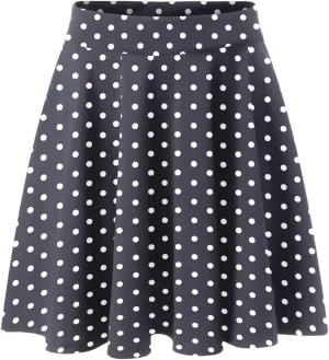 Women Going Out Skirts Womens A Line Midi Skirt Flared High Waist Skirts Polka Dot Pleated Ruffle Hem Vintage