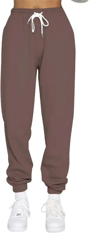 Women High Waisted Baggy Sweatpants 2024 Jogger Pants Y2k Trendy Lounge Trousers Pockets Baggy Cinch Bottom Jogger