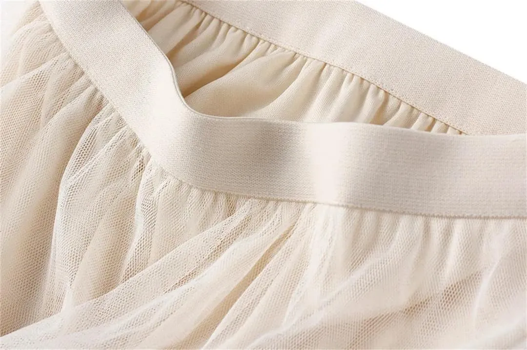 Women Irregular Long Tulle Skirts Ladies High Waist Ankle-Length Tutu Maxi Skirts