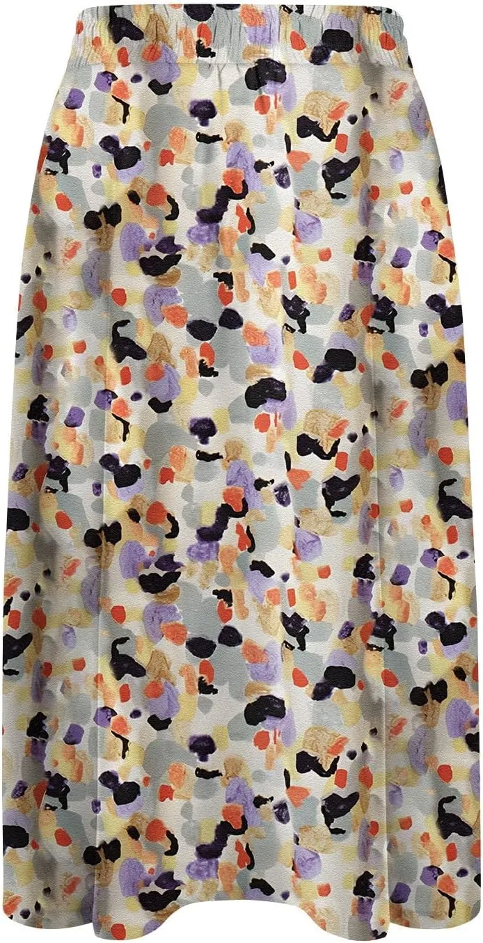 Women Midi Skirt Summer Drawstring High Waist Knee Length Skirts Pleated A Line Flowy Work Skirts with Pockets (S-2Xl)