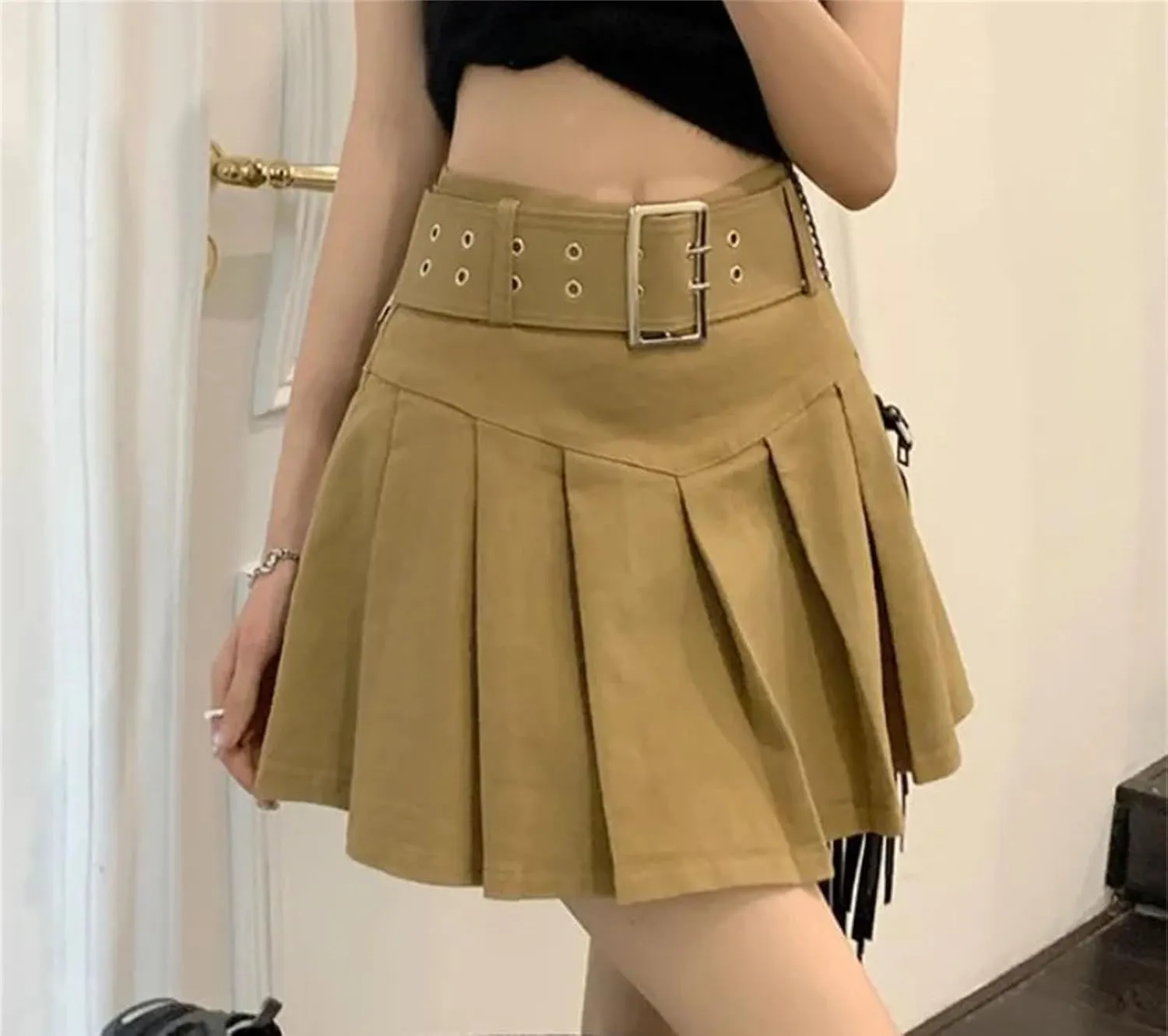 Women Pleated Mini Skirts Vintage High Waist Short Skirt Summer Fashion Casual Party Skirts