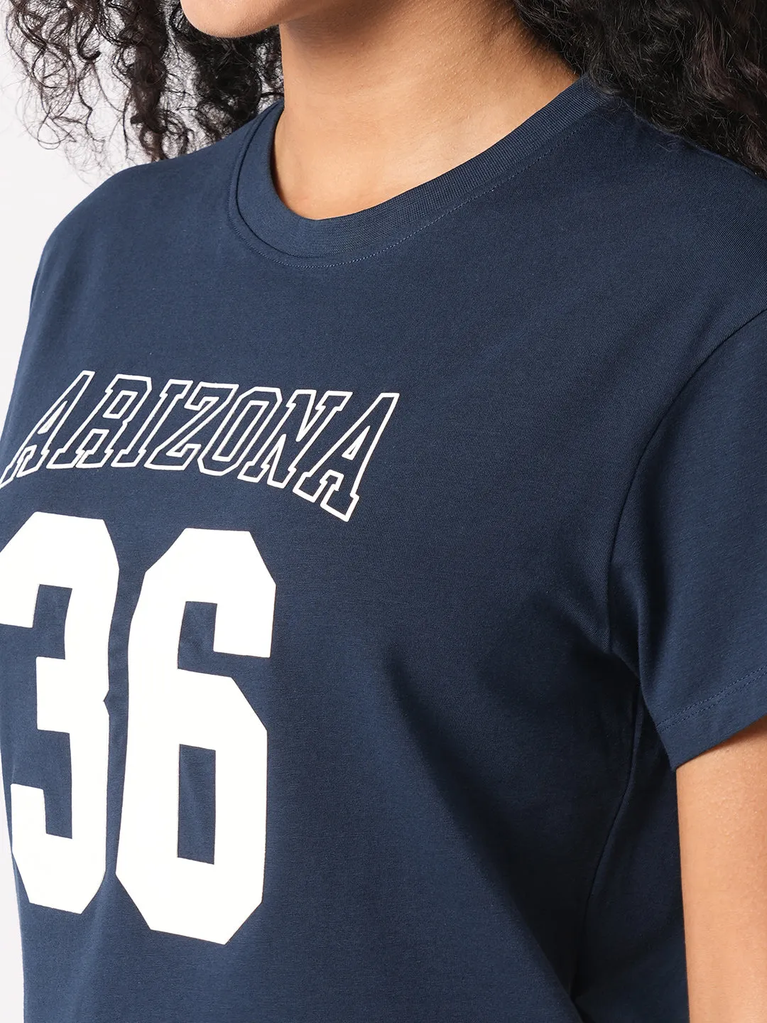 Women Slim Fit Airforce Crop T-Shirt Chest Print