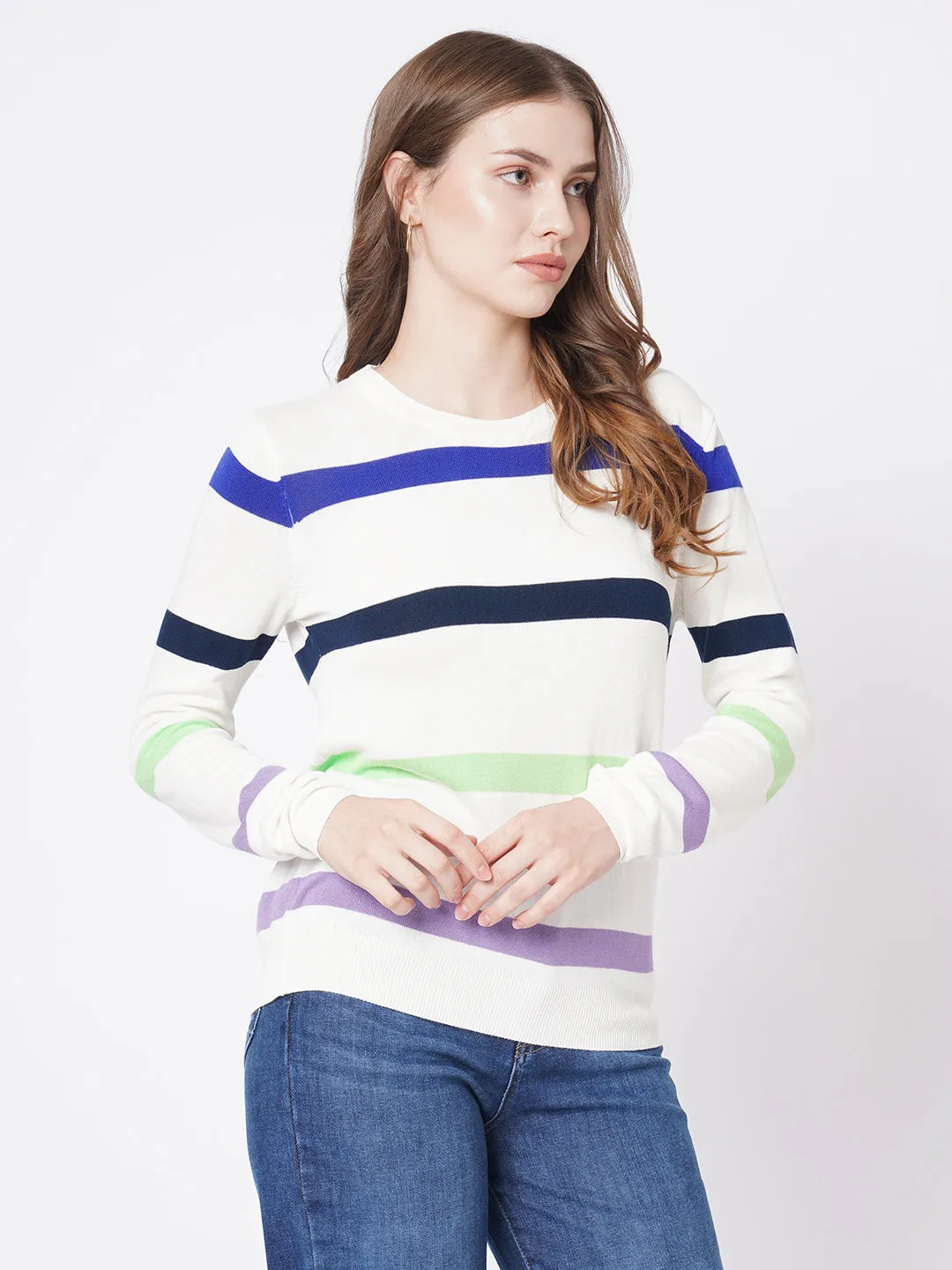 Women Slim Fit White Regular T-Shirt
