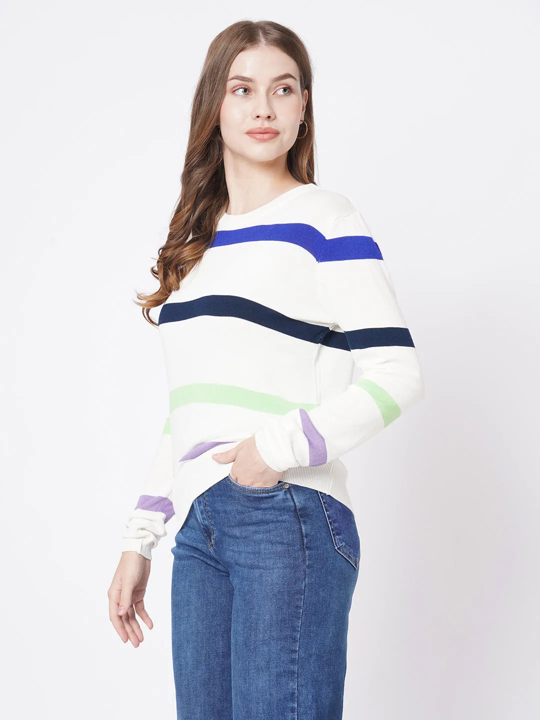 Women Slim Fit White Regular T-Shirt