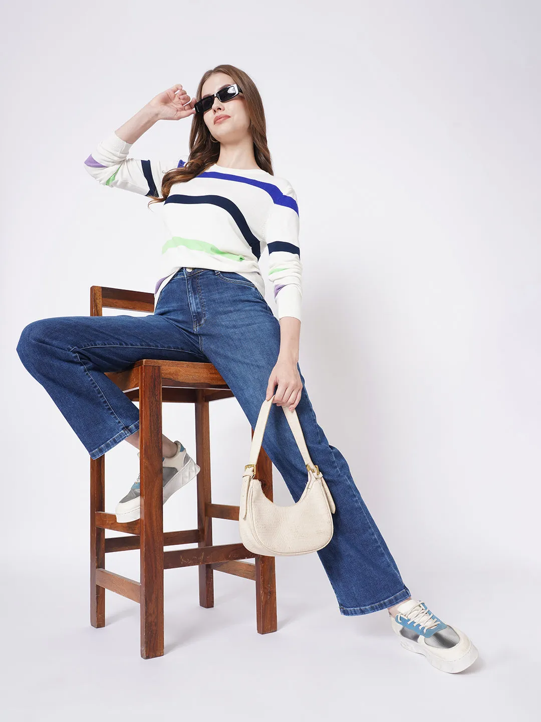Women Slim Fit White Regular T-Shirt